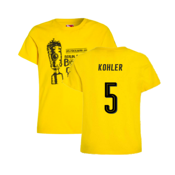 Borussia Dortmund 2016 17 Puma German Cup T Shirt L Kohler 5 BNWT Classic Football Kit