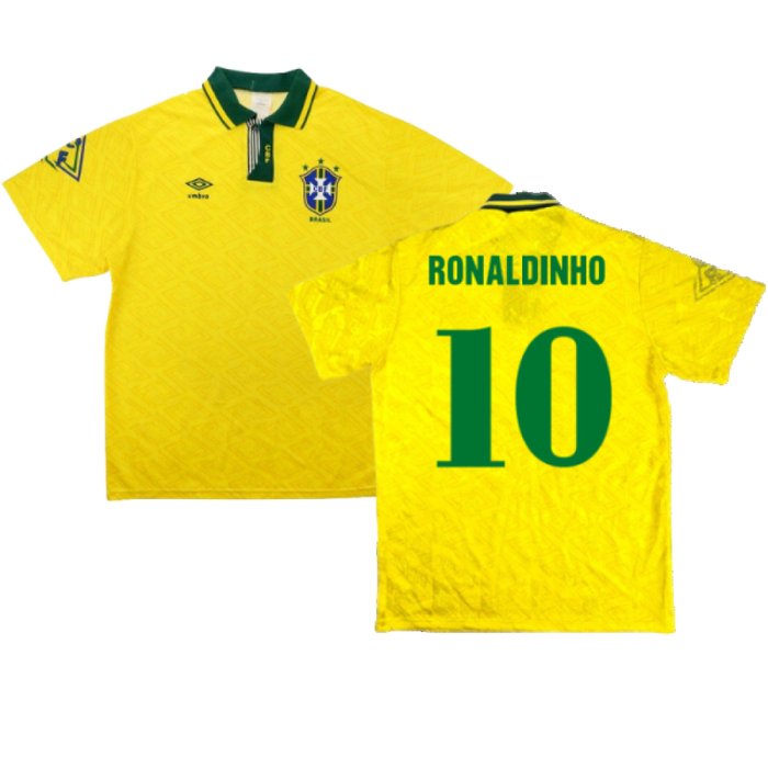 Brazil 1991-93 Home Shirt (S) (Good) (Ronaldinho 10)