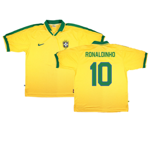 Brazil 1997-98 Home Shirt (XL) (Very Good) (RONALDINHO 10)_0