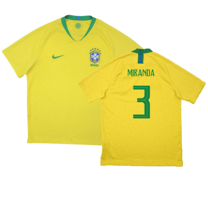 Brazil 2018 19 Home Shirt Excellent Miranda 3 Classic Football Kit