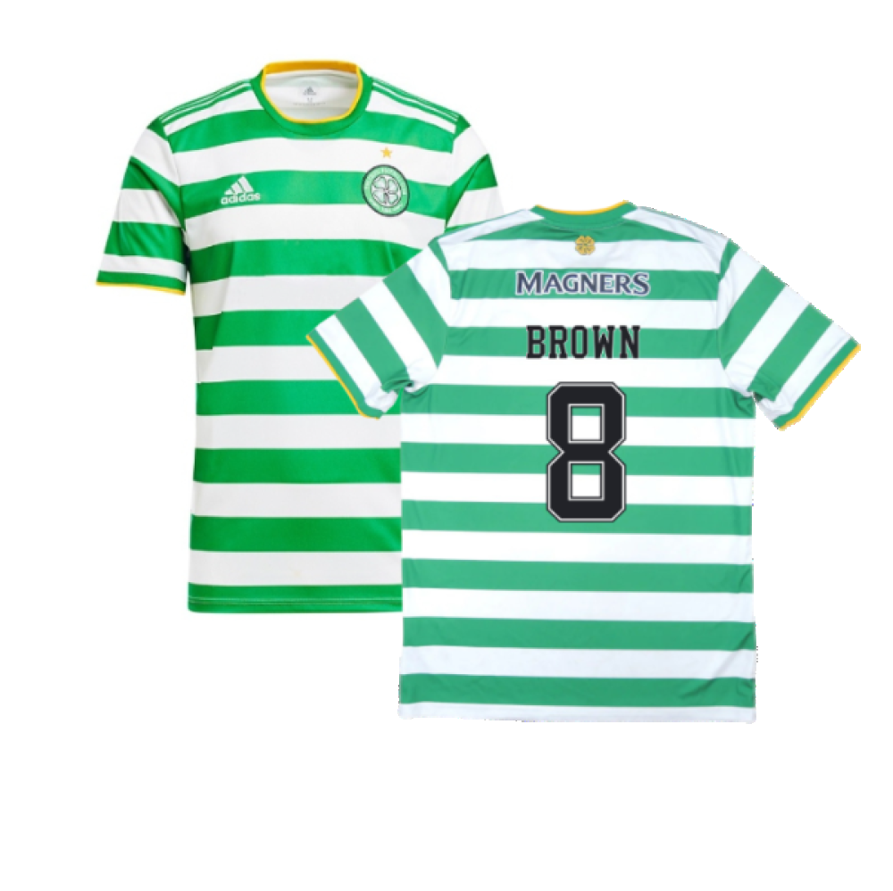 Celtic 2020 21 Home Shirt Sponsorless L BROWN 8 Excellent