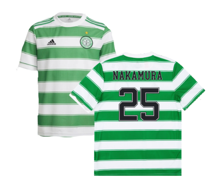 Celtic 2021-22 Home Shirt (Sponsorless) (L) (NAKAMURA 25) (Good)