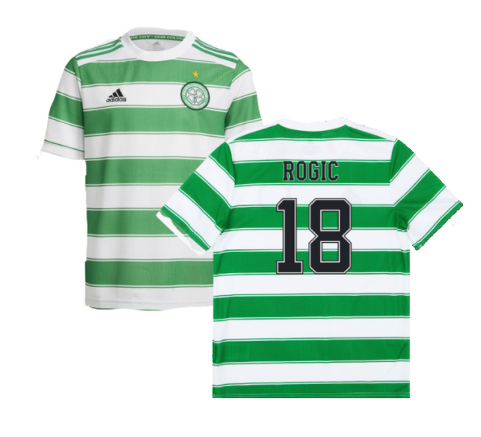 Celtic 2021-22 Home Shirt (Sponsorless) (L) (ROGIC 18) (Good)