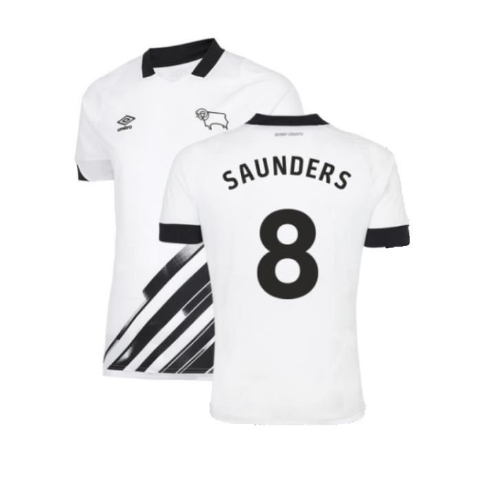 Derby County 2022-23 Home Shirt (Sponsorless) (L) (Saunders 8) (Mint)