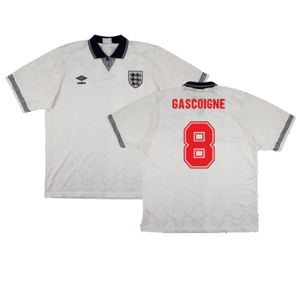 England 1990-92 Home Shirt (XL) (Good) (Gascoigne 8)_0