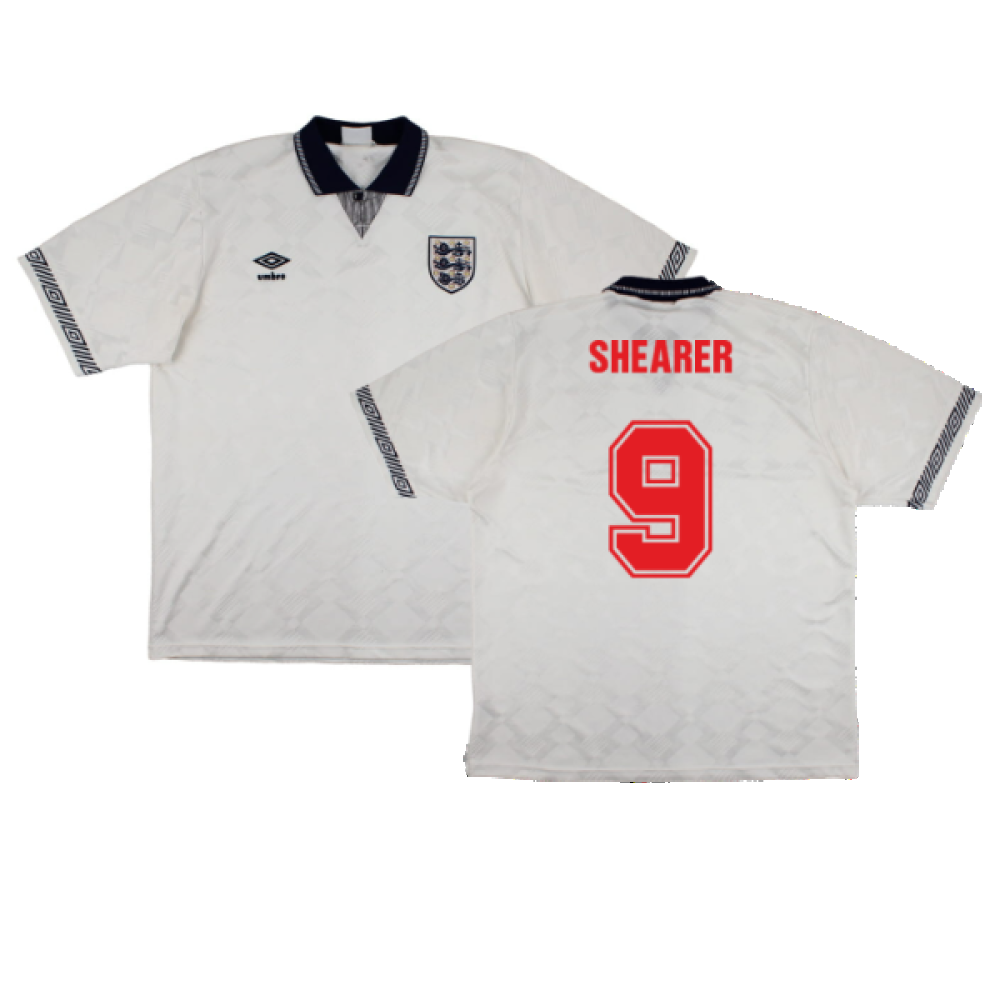 England 1990-92 Home Shirt (L) (Very Good) (Shearer 9)_0