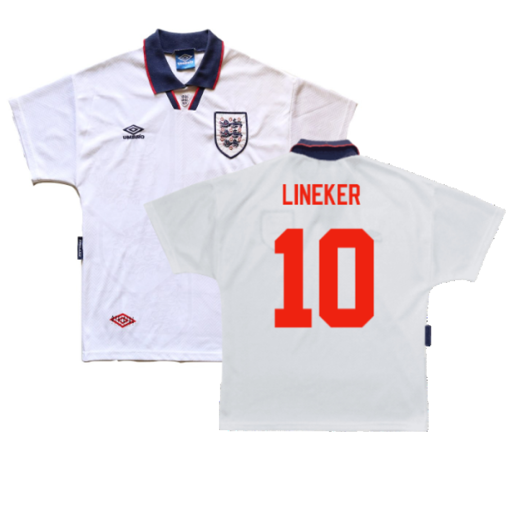 England 1993-1995 Home Shirt (XL) (Excellent) (Lineker 10)_0