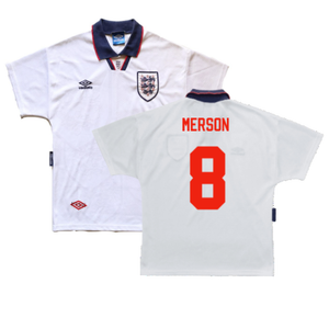 England 1993-1995 Home Shirt (L) (Excellent) (Merson 8)_0