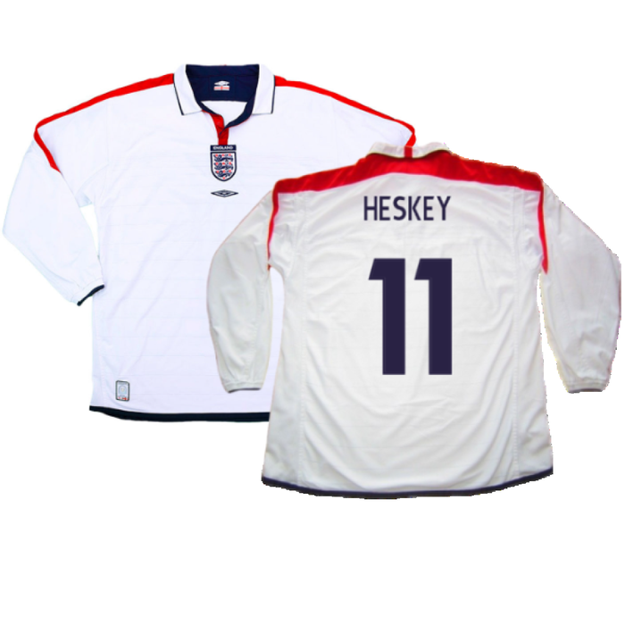 England 2003-05 Home L/S Shirt (M) (Excellent) (Heskey 11)