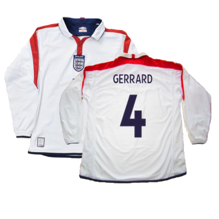 England 2003-05 Long Sleeved Home Shirt (L) (Excellent) (Gerrard 4)