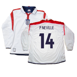 England 2003-05 Long Sleeved Home Shirt (L) (Excellent) (P Neville 14)_0