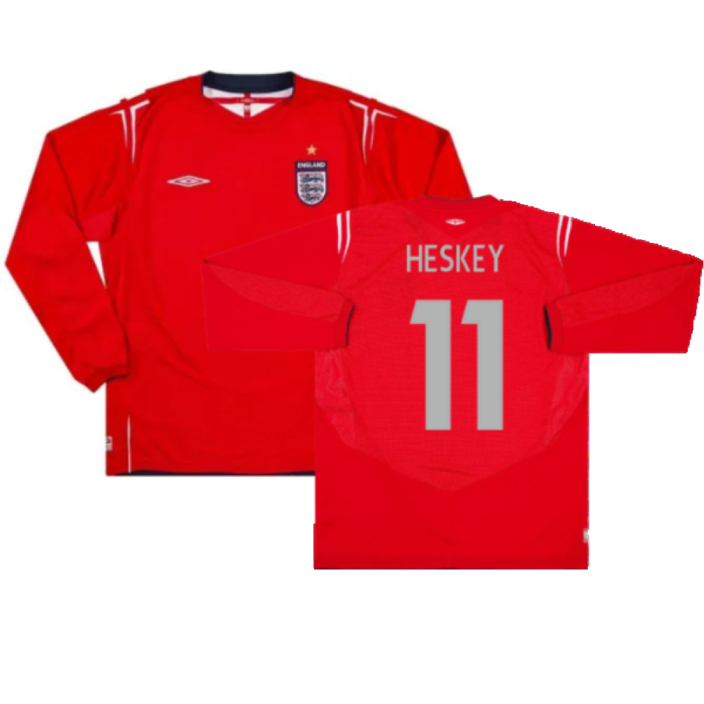 England 2004-06 Long Sleeve Away Shirt (L) (Excellent) (Heskey 11)_0