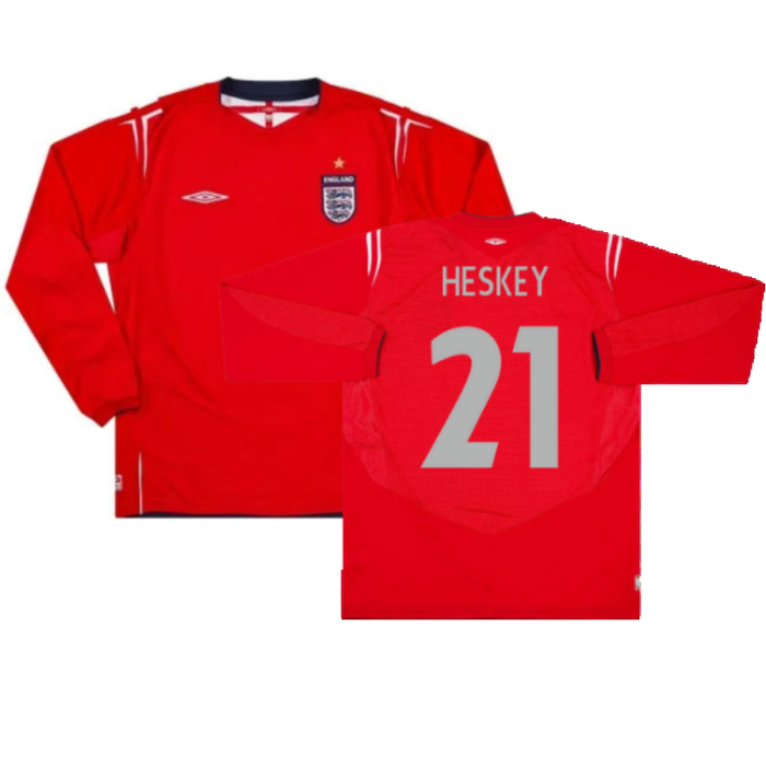 England 2004-06 Long Sleeve Away Shirt (Excellent) (Heskey 21)