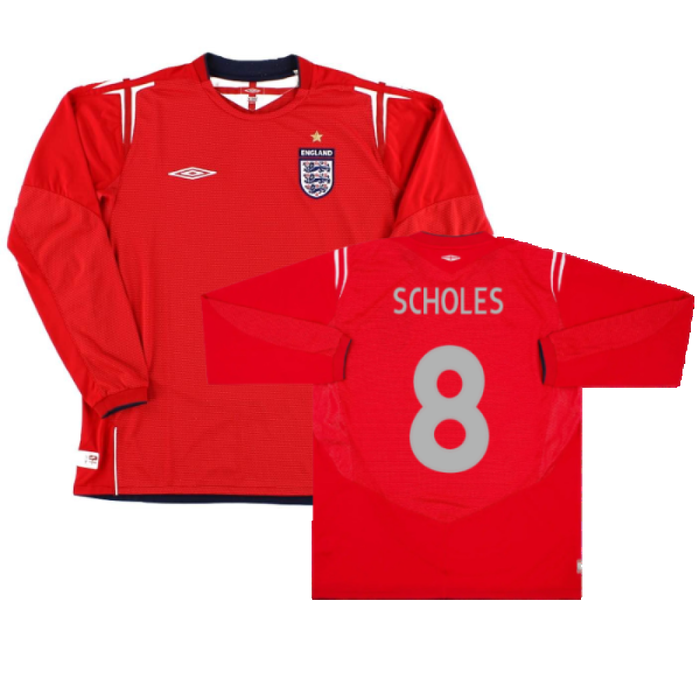 England 2004-2006 Long Sleeve Away Shirt (L) (Excellent) (Scholes 8)