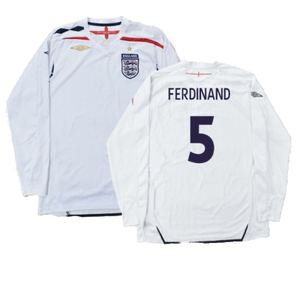 England 2007-09 Long Sleeve Home Shirt (XXL) (Very Good) (FERDINAND 5)_0
