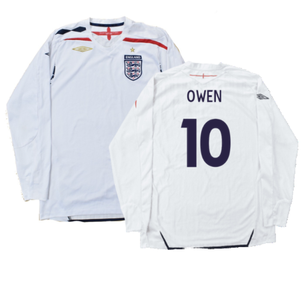 England 2007-09 Long Sleeve Home Shirt (XXL) (Very Good) (OWEN 10)_0