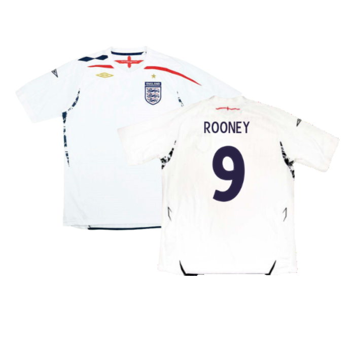 England 2007-09 Home Shirt (Excellent) (ROONEY 9)