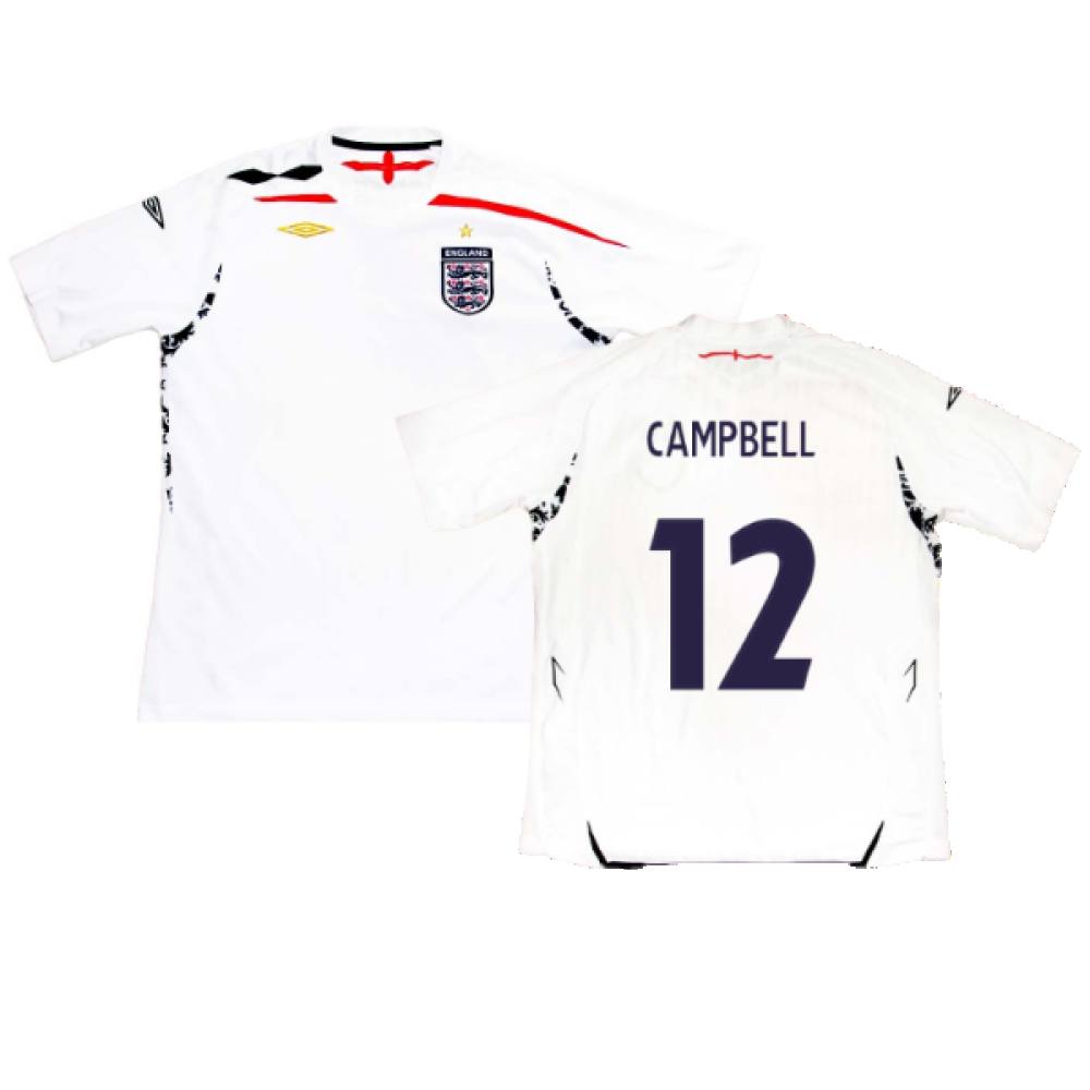 England 2007-2009 Home Shirt (XL) (CAMPBELL 12) (Fair)_0