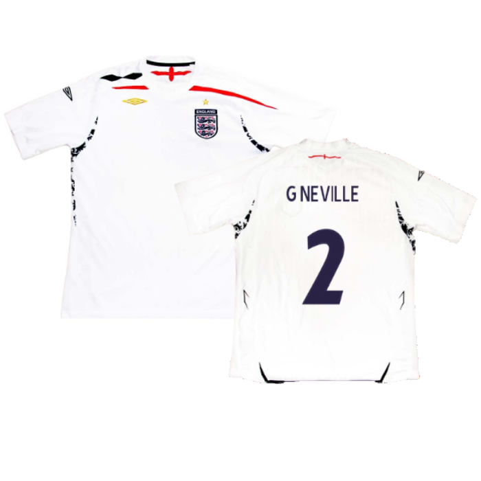 England 2007-2009 Home Shirt (XL) (G NEVILLE 2) (Fair)