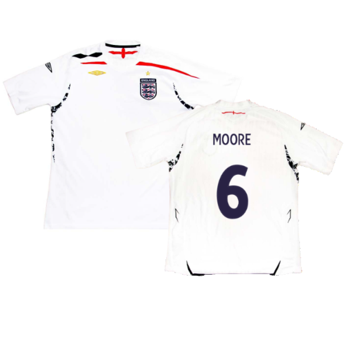 England 2007-2009 Home Shirt (XL) (MOORE 6) (Good)