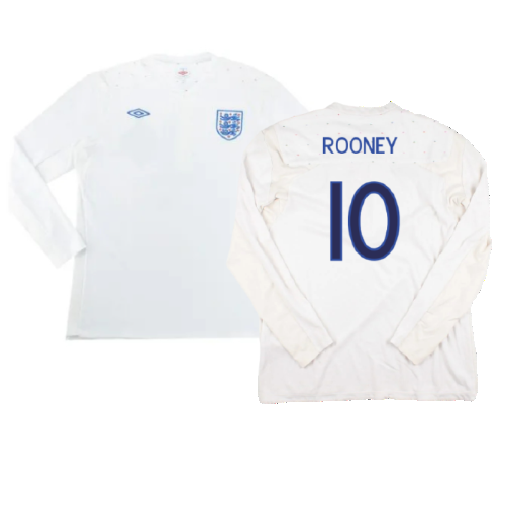 England 2010-12 Long Sleeve Home Shirt (L) (Excellent) (ROONEY 10)_0