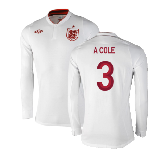 England 2012-13 Long Sleeve Home Shirt (L) (Fair) (A Cole 3)