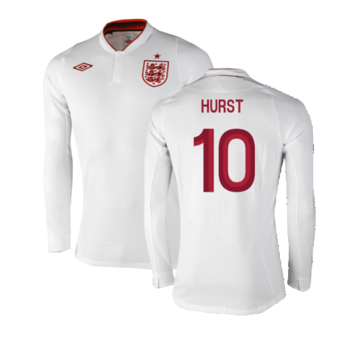 England 2012-13 Long Sleeve Home Shirt (L) (Fair) (Hurst 10)