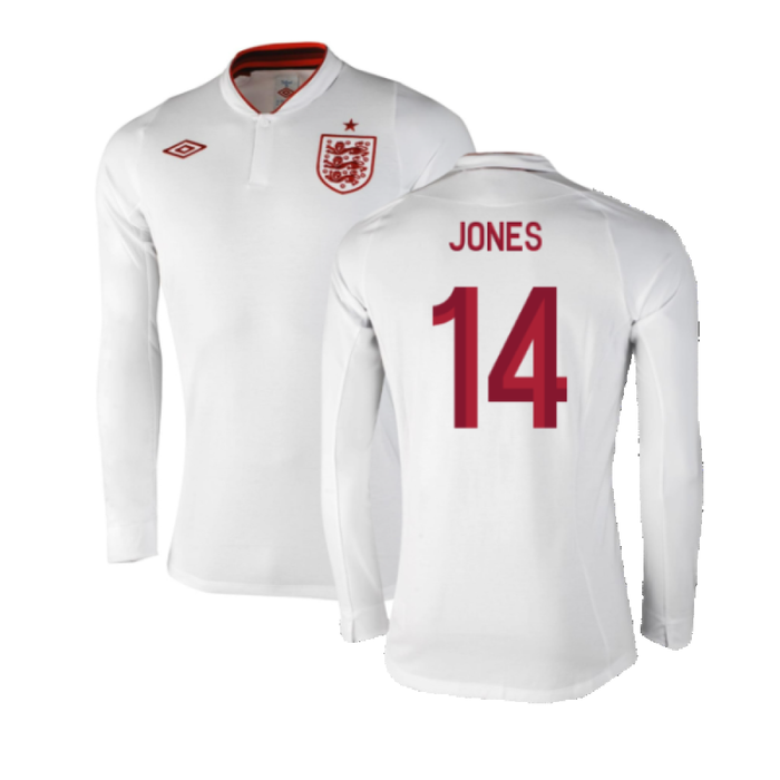 England 2012-13 Long Sleeve Home Shirt (L) (Fair) (Jones 14)