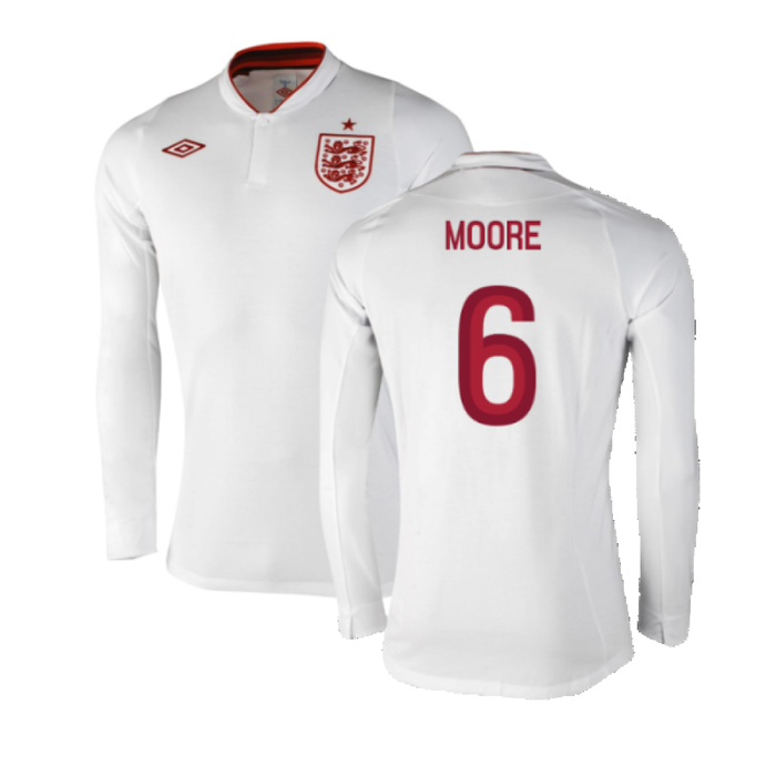 England 2012-13 Long Sleeve Home Shirt (L) (Fair) (Moore 6)