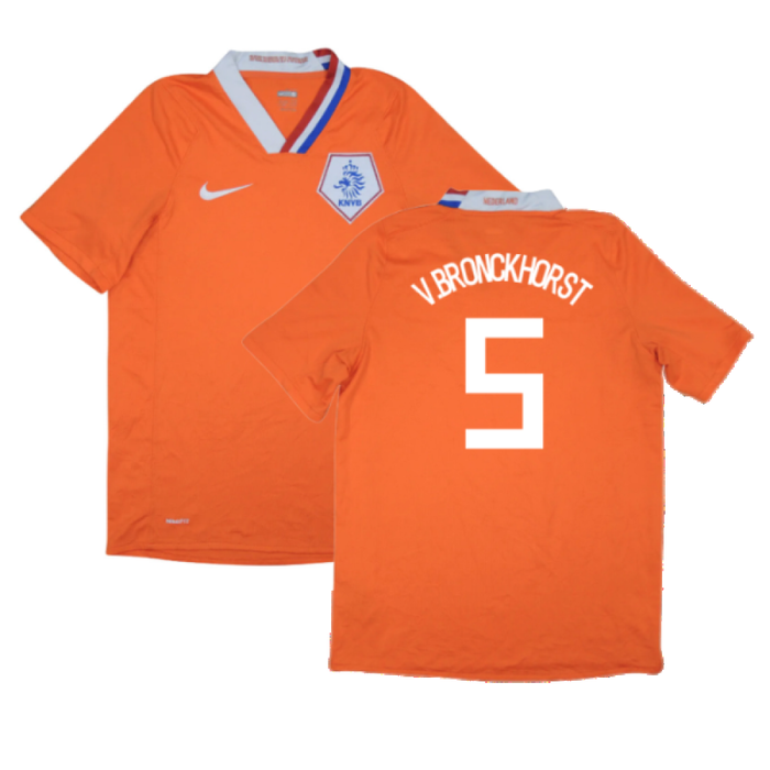 Holland 2008-10 Home Shirt (L) (Mint) (V.Bronckhorst 5)