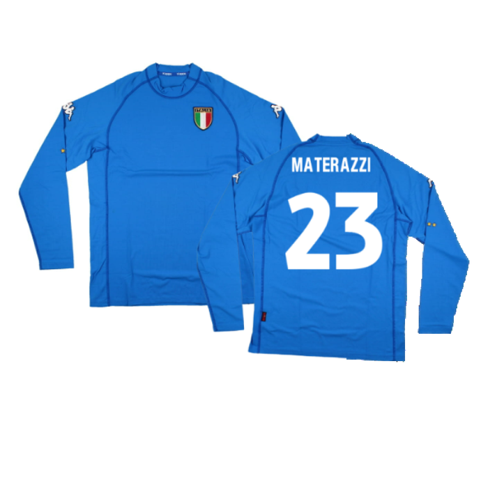 Italy 2000-2002 Home Long Sleeve Shirt (XXL) (Excellent) (MATERAZZI 23)