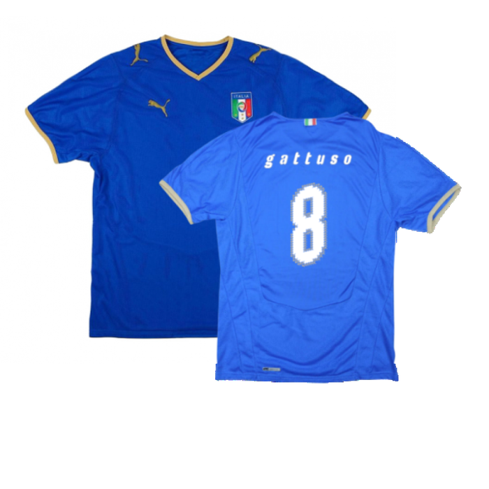 Italy 2008-09 Home Shirt (Good) (Gattuso 8)