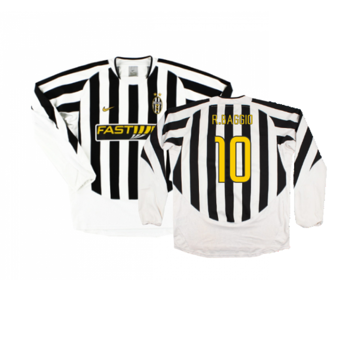 Juventus 2003-04 Long Sleeve Home Shirt (M) (Very Good) (R.Baggio 10)