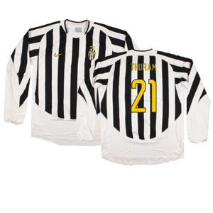 Juventus 2003-04 Long Sleeve Home Shirt (Sponsorless) (L) (Excellent) (Thuram 21)_0