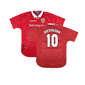 Manchester United 1997-99 European Home Shirt (XL) (Excellent) (Sheringham 10)_0