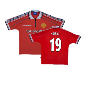 Manchester United 1998-00 Home Shirt (Y) (Excellent) (Yorke 19)_0