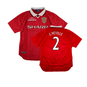 Manchester United 1999-00 European Home Shirt (M) (Excellent) (G Neville 2)_0