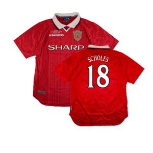 Manchester United 1999-00 European Home Shirt (M) (Excellent) (Scholes 18)_0