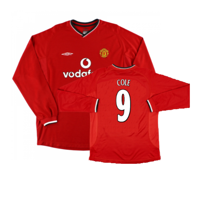 Manchester United 2000-02 Long Sleeved Home Shirt (XXL) (Excellent) (Cole 9)