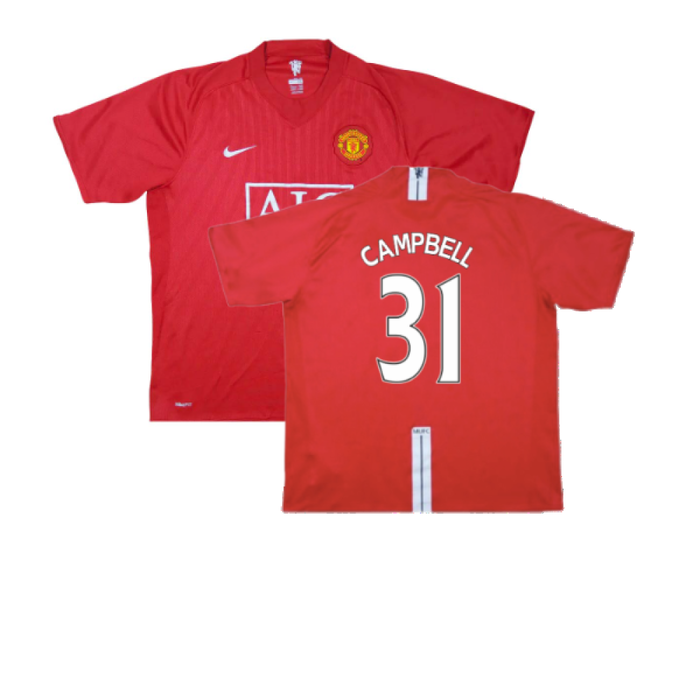 Manchester United 2007-09 Home Shirt (XL) (Excellent) (Campbell 31)