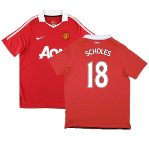 Manchester United 2010-11 Home Shirt (S) (Good) (Scholes 18)_0