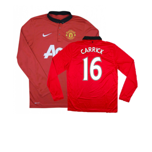 Manchester United 2013-14 Home Long Sleeve Shirt (XL) (Mint) (Carrick 16)_0