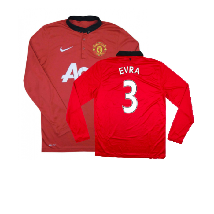 Manchester United 2013-14 Home Long Sleeve Shirt (XL) (Mint) (Evra 3)