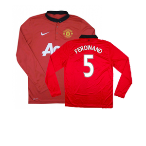 Manchester United 2013-14 Home Long Sleeve Shirt (L) (Mint) (Ferdinand 5)_0