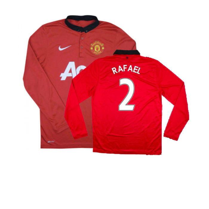 Manchester United 2013-14 Home Long Sleeve Shirt (L) (Mint) (Rafael 2)