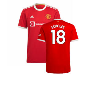 Manchester United 2021-22 Home Shirt (XL) (Good) (SCHOLES 18)_0
