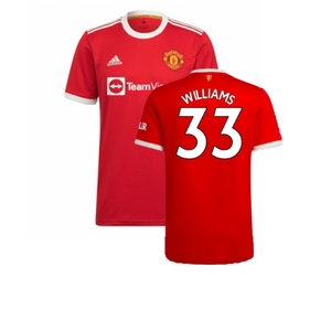 Manchester United 2021-22 Home Shirt (XL) (Good) (WILLIAMS 33)_0