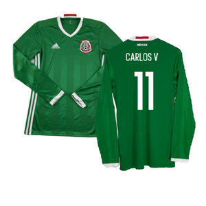 Mexico 2016-2017 Long Sleeve Home Shirt (XL) (Excellent) (Carlos V 11)_0