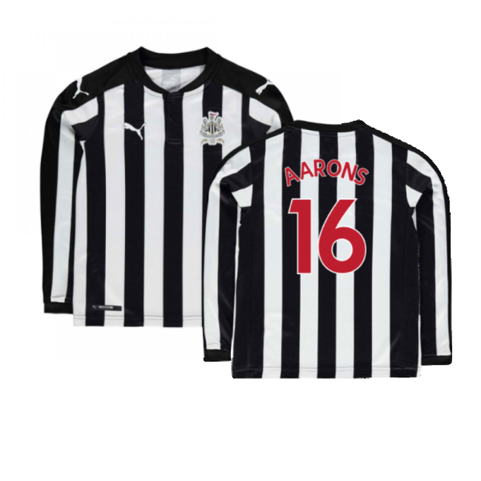 Newcastle United 2017-18 Long Sleeve Home Shirt (Sponserless) (L) (Aarons 16) (Very Good)