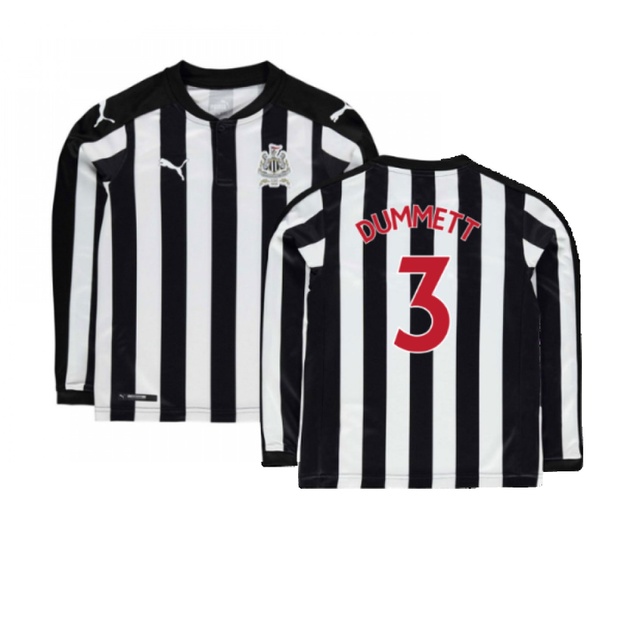 Newcastle United 2017-18 Long Sleeve Home Shirt (Sponserless) (L) (Dummett 3) (Very Good)
